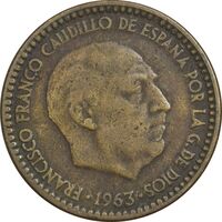 سکه 1 پزتا (67)1963 فرانکو کادیلو - EF40 - اسپانیا
