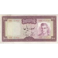 اسکناس 100 ریال (آموزگار - سمیعی) نوشته سیاه - تک - VF25 - محمد رضا شاه