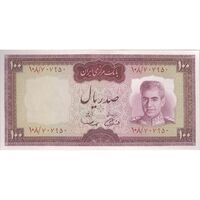اسکناس 100 ریال (آموزگار - سمیعی) نوشته قرمز - تک - AU55 - محمد رضا شاه