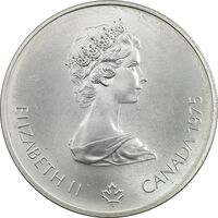 سکه 5 دلار 1975 یادبود المپیک مونترال - پرتاب نیزه دختران - MS63 - الیزابت دوم - کانادا