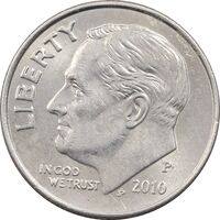 سکه 1 دایم 2010P روزولت - AU58 - آمریکا