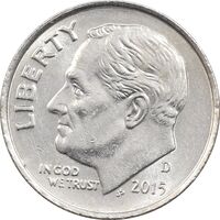 سکه 1 دایم 2015D روزولت - AU58 - آمریکا