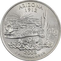 سکه کوارتر دلار 2008D ایالتی (آریزونا) - MS62 - آمریکا
