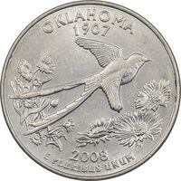 سکه کوارتر دلار 2008D ایالتی (اوکلاهما) - MS62 - آمریکا