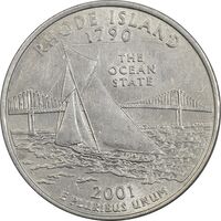 سکه کوارتر دلار 2001D ایالتی (رود آیلند) - MS61 - آمریکا