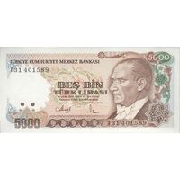 اسکناس 5000 لیره بدون تاریخ (1990) جمهوری - تک - UNC63 - ترکیه