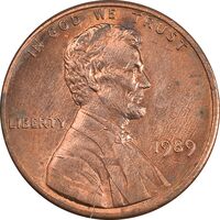 سکه 1 سنت 1989 لینکلن - AU58 - آمریکا