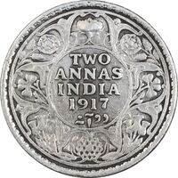 سکه 2 آنه 1917 جرج پنجم - EF45 - هند