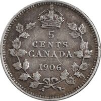 سکه 5 سنت 1906 ادوارد هفتم - VF35 - کانادا