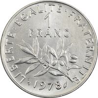 سکه 1 فرانک 1978 جمهوری کنونی - MS61 - فرانسه