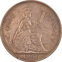 سکه 1 پنی 1966 الیزابت دوم - EF40 - انگلستان