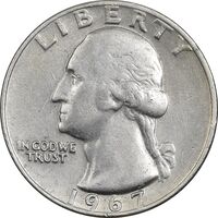 سکه کوارتر دلار 1967 واشنگتن - EF45 - آمریکا