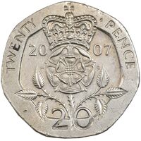 سکه 20 پنس 2007 الیزابت دوم - EF45 - انگلستان