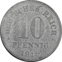 سکه 10 فینیگ 1918 ویلهلم دوم - VF35 - آلمان