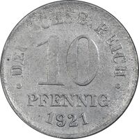 سکه 10 فینیگ 1921 ویلهلم دوم - VF35 - آلمان