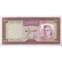 اسکناس 100 ریال (آموزگار - سمیعی) نوشته سیاه - تک - AU58 - محمد رضا شاه
