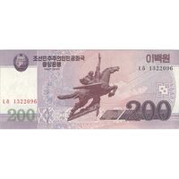اسکناس 200 وون 2008 جمهوری دموکراتیک خلق - تک - UNC63 - کره شمالی