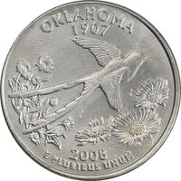 سکه کوارتر دلار 2008P ایالتی (اوکلاهما) - AU - آمریکا