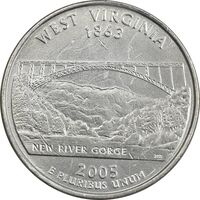سکه کوارتر دلار 2005P ایالتی (ویرجینیای غربی) - AU - آمریکا