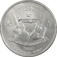 سکه کوارتر دلار 2002D ایالتی (تنسی) - AU - آمریکا
