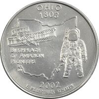 سکه کوارتر دلار 2002D ایالتی (اوهایو) - AU - آمریکا