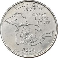سکه کوارتر دلار 2004P ایالتی (میشیگان) - AU - آمریکا
