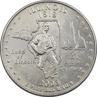 سکه کوارتر دلار 2003P ایالتی (ایلینوی) - AU - آمریکا