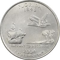 سکه کوارتر دلار 2004D ایالتی (فلوریدا) - AU - آمریکا