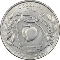 سکه کوارتر دلار 1999D ایالتی (جورجیا) - AU - آمریکا