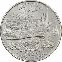 سکه کوارتر دلار 2008D ایالتی (آریزونا) - AU - آمریکا