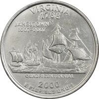 سکه کوارتر دلار 2000D ایالتی (ویرجینیا) - AU - آمریکا