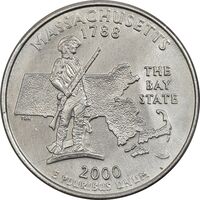 سکه کوارتر دلار 2000P ایالتی (ماساچوست) - AU - آمریکا