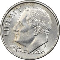 سکه 1 دایم 2022P روزولت - AU58 - آمریکا