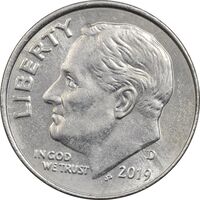 سکه 1 دایم 2019D روزولت - AU55 - آمریکا