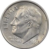 سکه 1 دایم 2000D روزولت - AU50 - آمریکا
