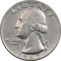 سکه کوارتر دلار 1967 واشنگتن - EF40 - آمریکا