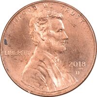 سکه 1 سنت 2018D لینکلن - MS63 - آمریکا