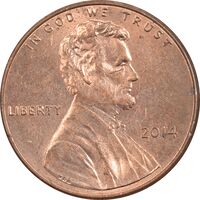 سکه 1 سنت 2014 لینکلن - MS61 - آمریکا