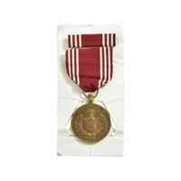 مدال برنز خدمت - دو رو تاج - ضرب ایران - با روبان فابریک - AU - رضا شاه