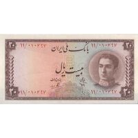 اسکناس 20 ریال سری سوم - تک - AU50 - محمد رضا شاه