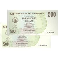اسکناس 500 دلار 2006 جمهوری - جفت - UNC62 - زیمبابوه