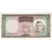 اسکناس 20 ریال (آموزگار - سمیعی) - تک - UNC62 - محمد رضا شاه