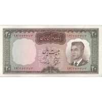 اسکناس 20 ریال (بهنیا - سمیعی) - تک - AU55 - محمد رضا شاه