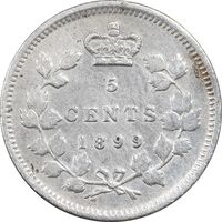 سکه 5 سنت 1899 ویکتوریا - EF40 - کانادا