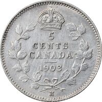 سکه 5 سنت 1903 ادوارد هفتم - 21 برگ - EF45 - کانادا