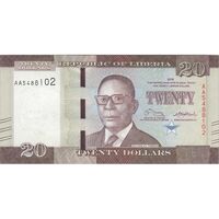 اسکناس 20 دلار 2016 جمهوری - تک - UNC63 - لیبریا