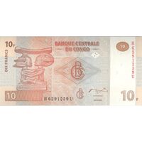 اسکناس 10 فرانک 2003 جمهوری دموکراتیک - تک - UNC64 - کنگو
