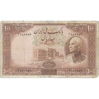 اسکناس 100 ریال پشت فارسی - مهر 1320 - تک - F - رضا شاه