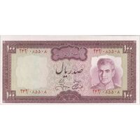 اسکناس 100 ریال (آموزگار - جهانشاهی) ارور کادر - تک - UNC63 - محمد رضا شاه