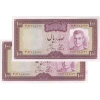 اسکناس 100 ریال (آموزگار - جهانشاهی) - جفت - UNC63 - محمد رضا شاه